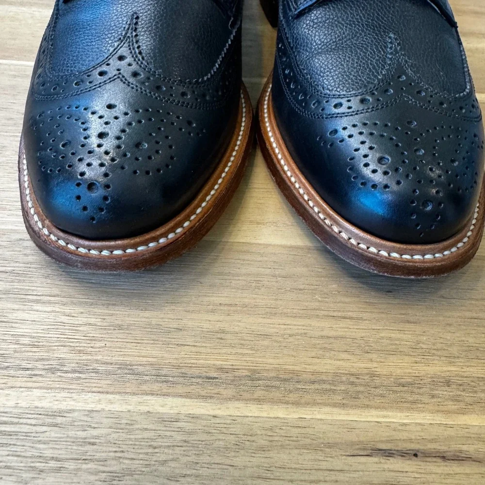 Florsheim Limited Men 8 D Black Pebbled Leather Wingtip Brogue Oxford Dress Shoe